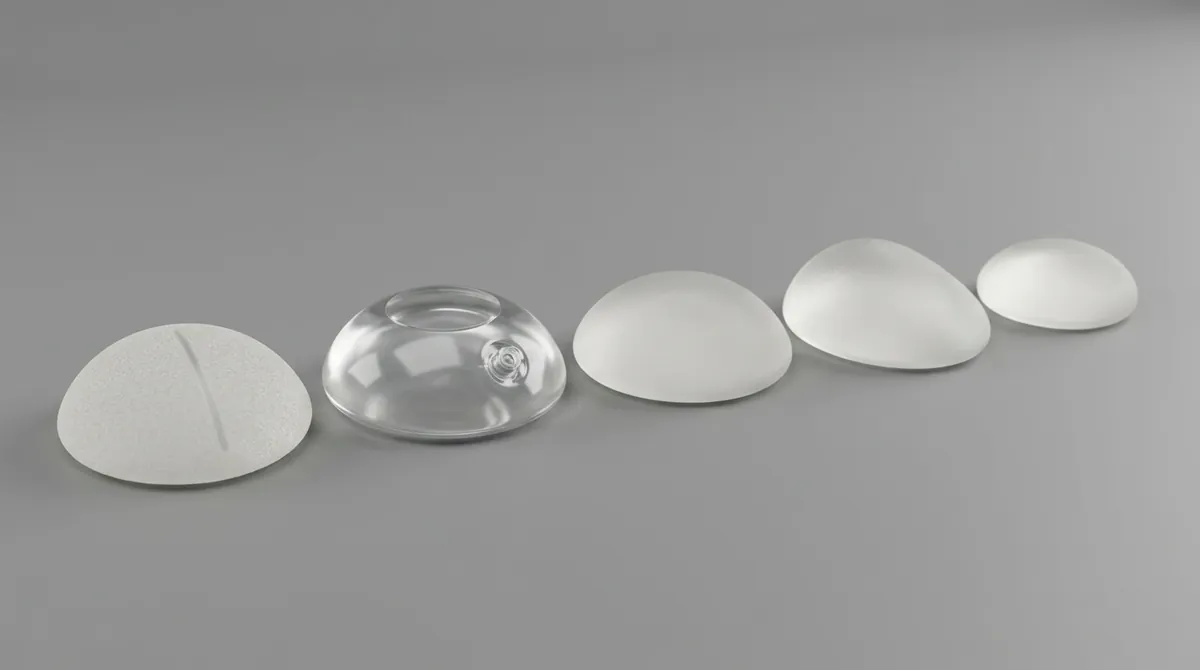 A range of breast implants of different sizes and shapes